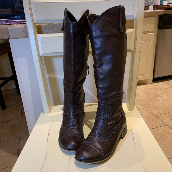 Jacobies Brown faux leather riding boots - Picture 4 of 7